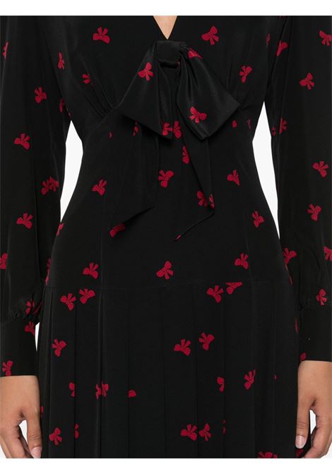 Black pleated bow-print dress Alessandra Rich - women ALESSANDRA RICH | FABX4111F45950900